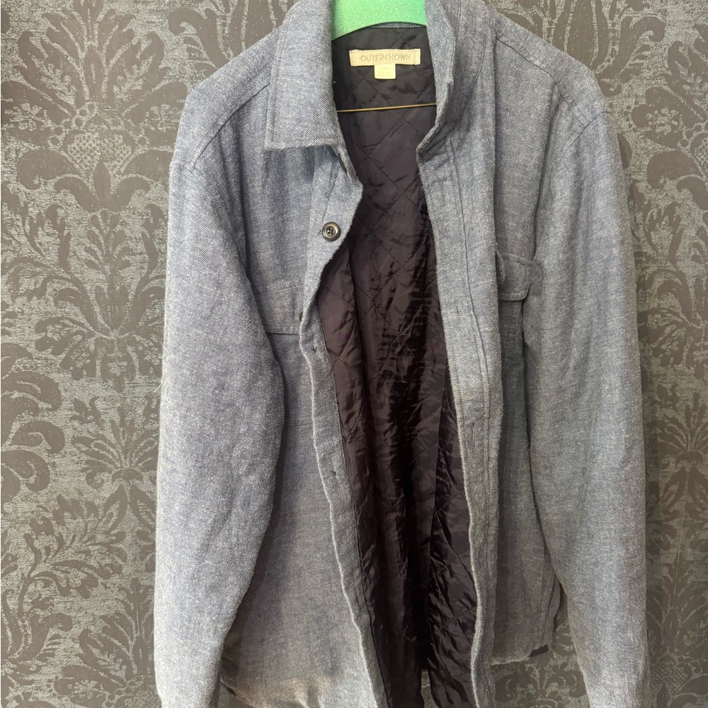Outerknown Men's Gray Lightweight Quilted-Lined Shirt Jacket